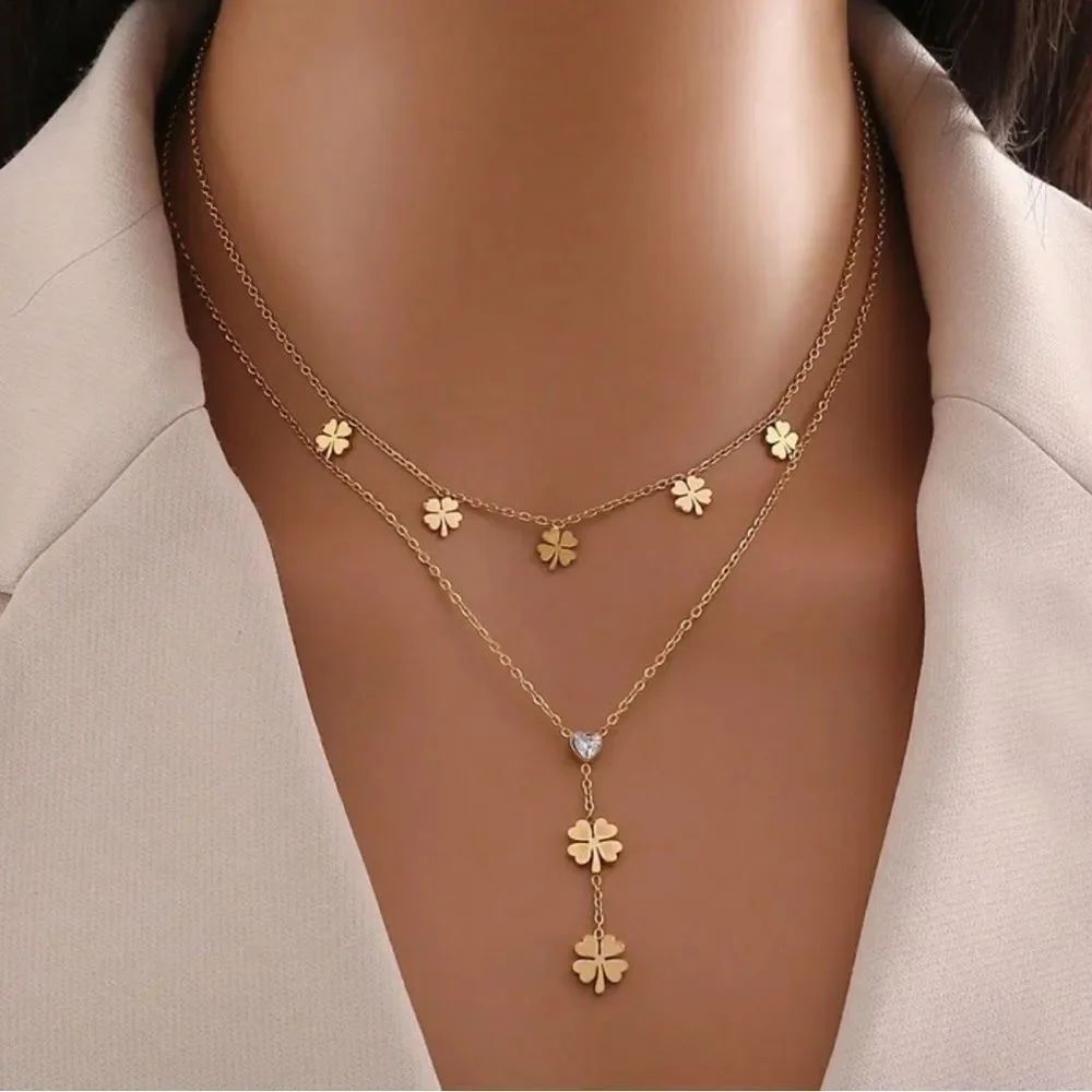 Gold Layered Clover Necklace A1698